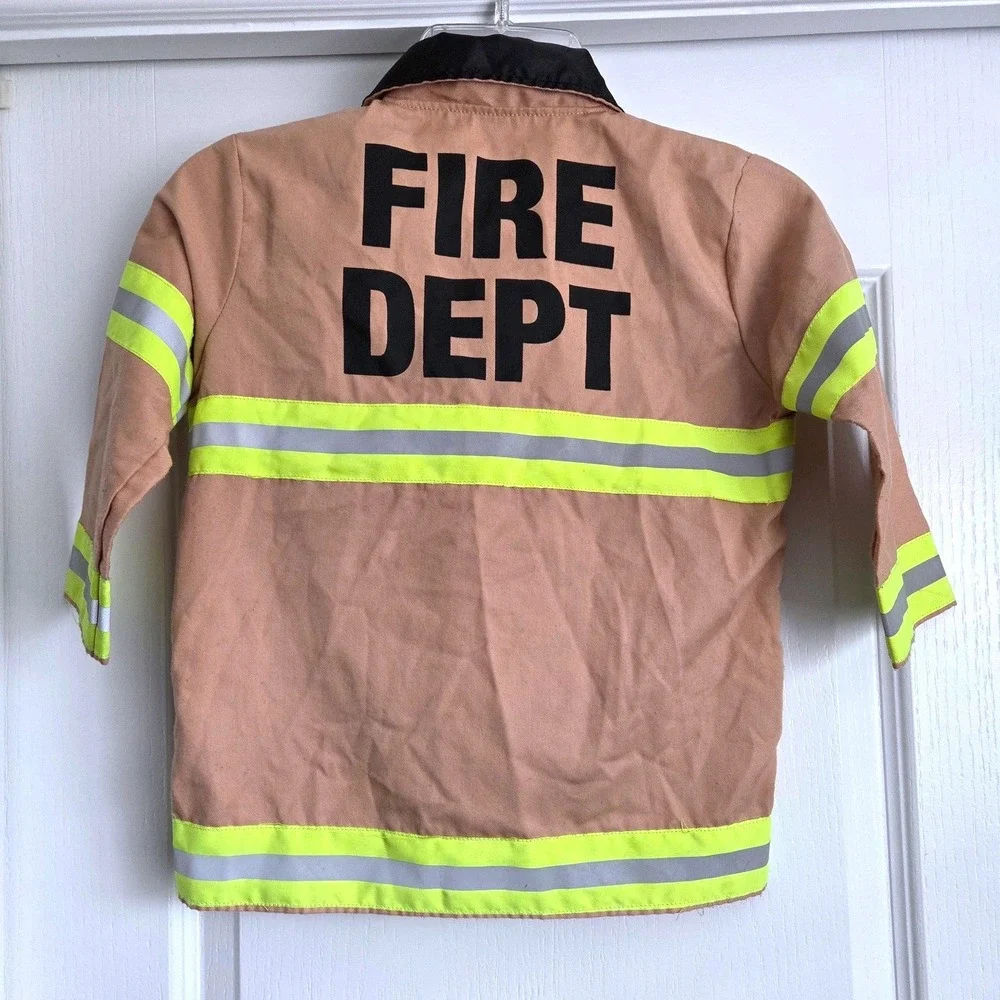 Melissa & Doug Kids Firefighter Costume Jacket Tan LA Fire Dept Ages 3-6 Dressup